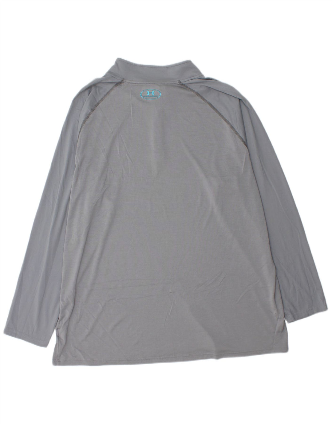 UNDER ARMOUR Mens Heat Gear Zip Neck Pulôver Treino Top 3XL Cinza