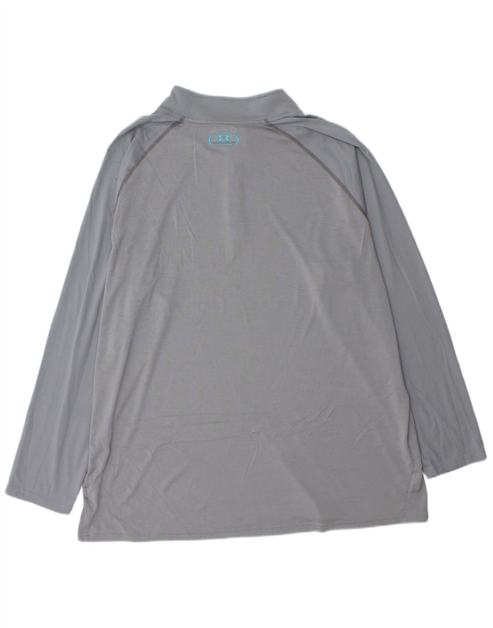UNDER ARMOUR Mens Heat Gear Zip Neck Pulôver Treino Top 3XL Cinza