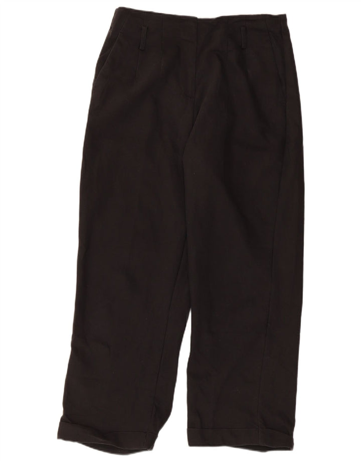 Zara Calça feminina reta cortada média W28 L25 algodão preto