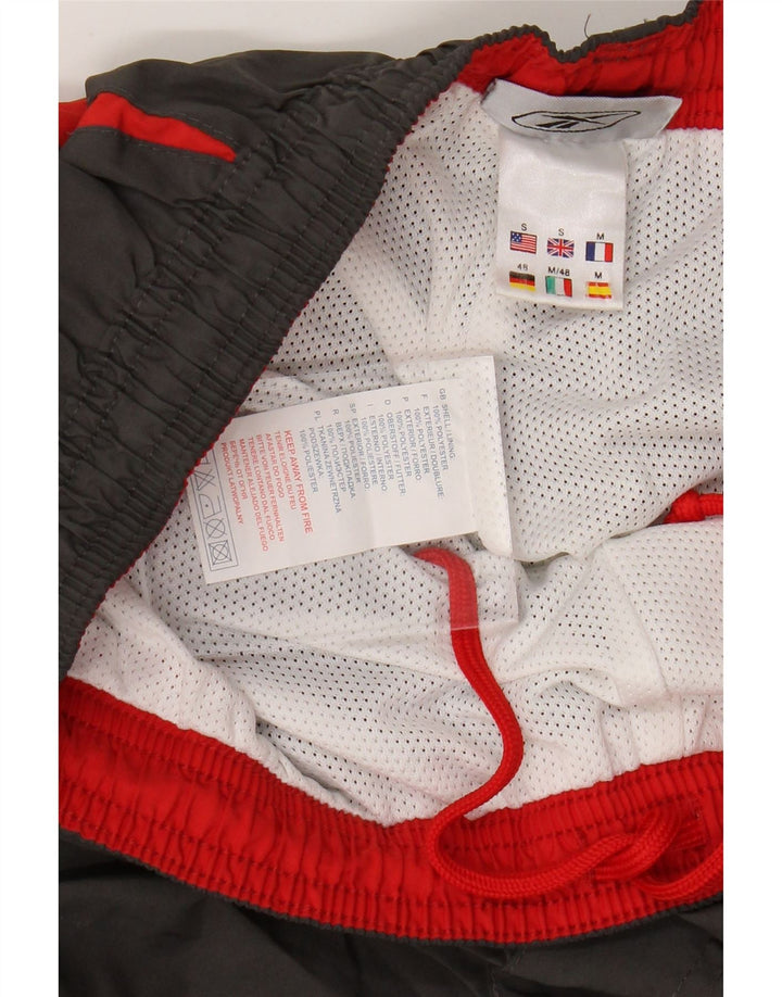 REEBOK Mens Graphic Calças de treino pequeno poliéster cinza