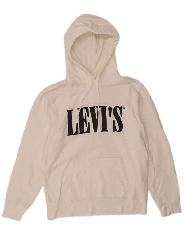 Suéter com capuz gráfico masculino Levi's médio algodão branco