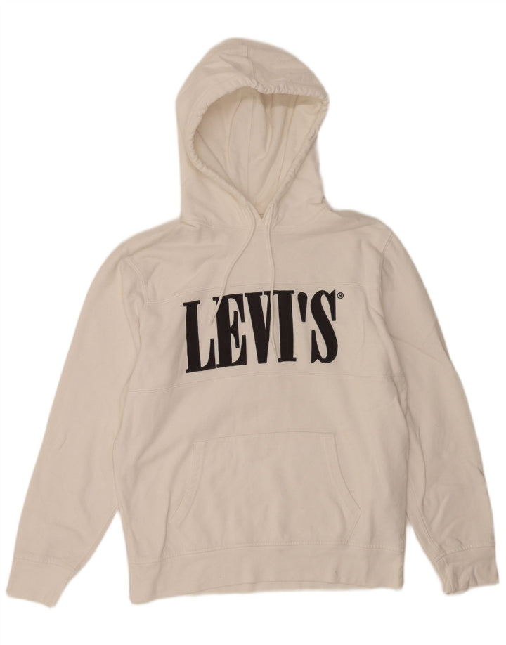Suéter com capuz gráfico masculino Levi's médio algodão branco