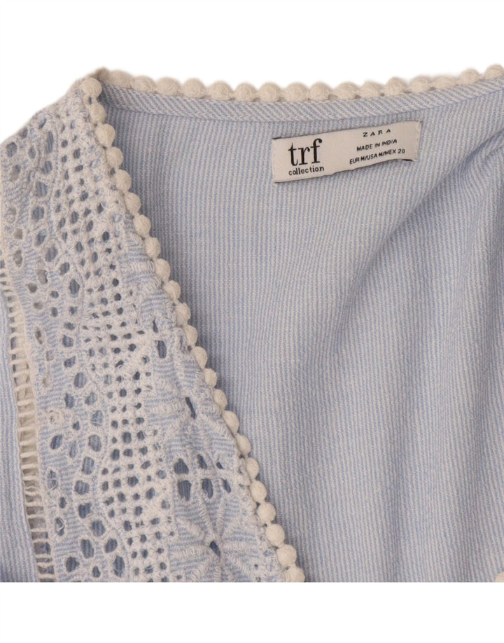 Vestido feminino Zara Trafaluc Shift UK 12 risca de giz azul médio