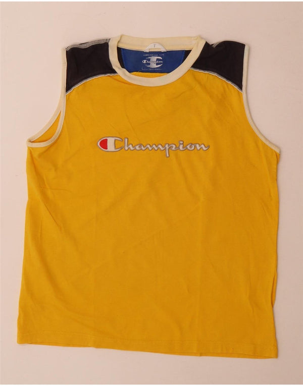 Colete gráfico masculino Champion grande algodão colorido amarelo