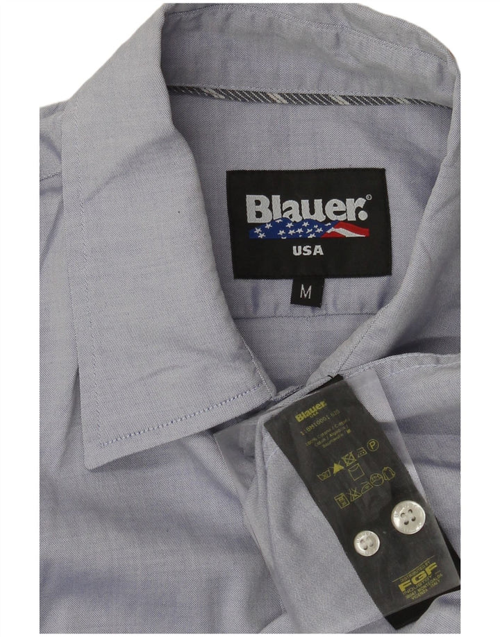 Camisa militar masculina Blauer de algodão azul médio