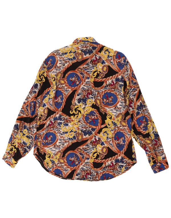 Camisa feminina vintage com padrão abstrato EU 46 XL multicolorida