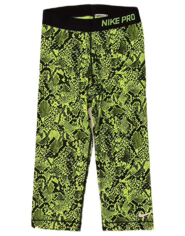 Nike Womens Dri Fit Graphic Capri Leggings UK 10 Small Green Animal Print