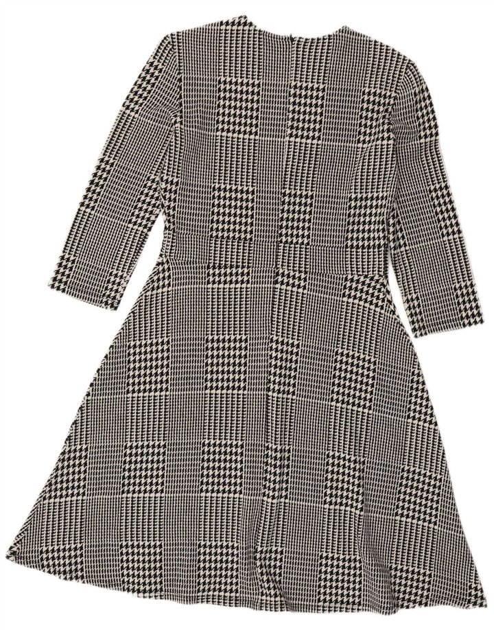 Vestido feminino Max & Co. manga 3/4 linha A UK 12 médio preto houndstooth