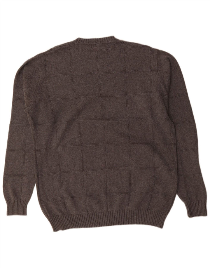 Suéter masculino Dockers com gola alta e gola alta, algodão xadrez cinza grande