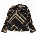 Zara Blusa Feminina Top UK 10 Pequena Poliéster Geométrico Preto