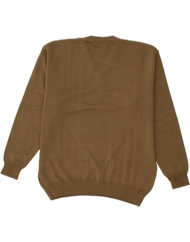 BLARNEY WOOLEN MILLS Mens V-Neck Jumper Sweater XL Beige Argyle/Diamond Vintage Blarney Woolen Mills and Second-Hand Blarney Woolen Mills from Messina Hembry 