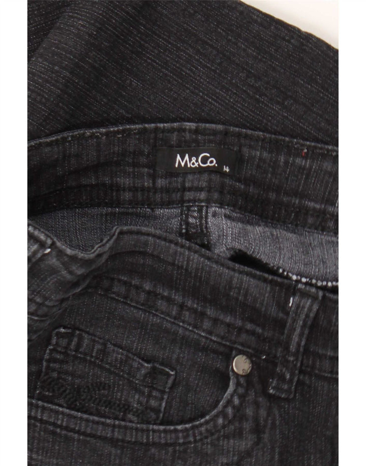 Calça jeans reta feminina M&Co UK 14 grande W34 L27 preta