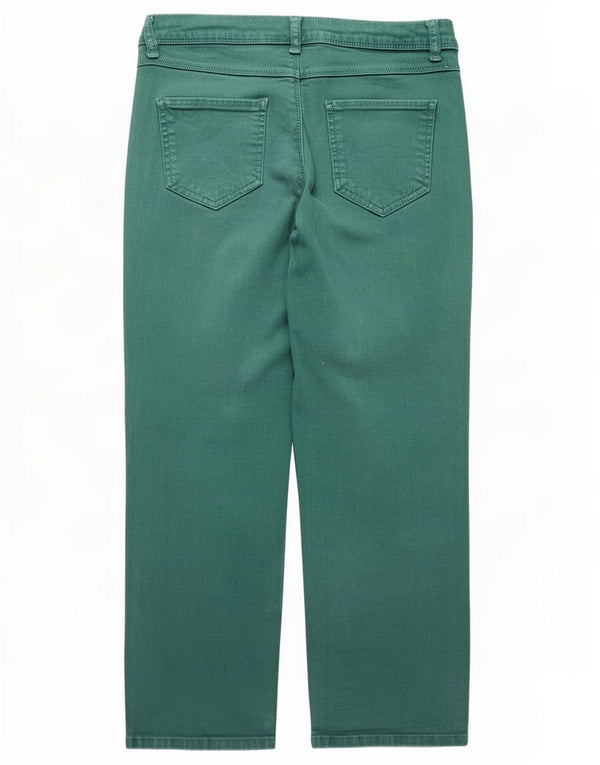 Benetton Jeans Cropped Feminino UK 10 Pequeno W28 L24 Algodão Verde