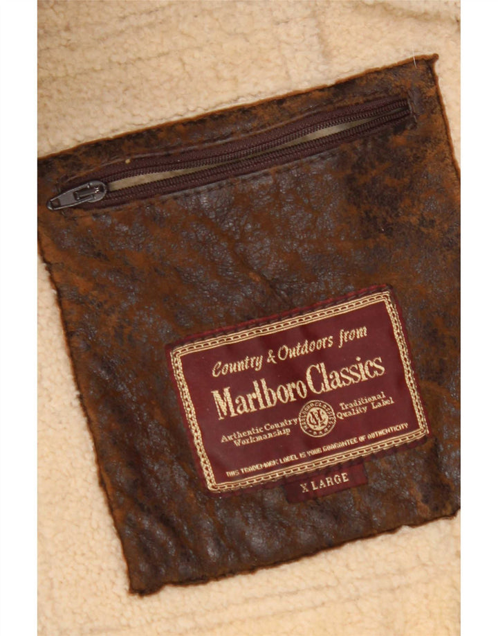 Jaqueta masculina Marlboro Classics Shearling Reino Unido 42 XL pele de carneiro marrom