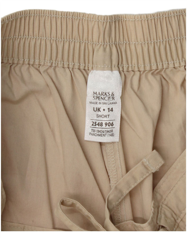 Calças cortadas femininas Marks & Spencer UK 14 médio W28 L26 bege