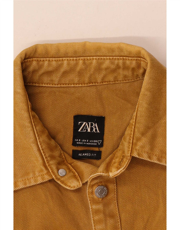 Camisa jeans masculina Zara Relaxed Fit pequena amarela