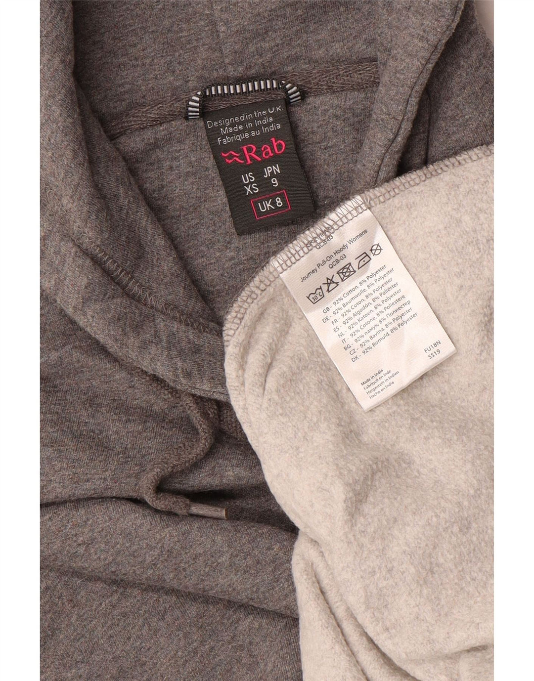 Rab Womens Hoodie Jumper UK 8 Pequeno Algodão Cinza