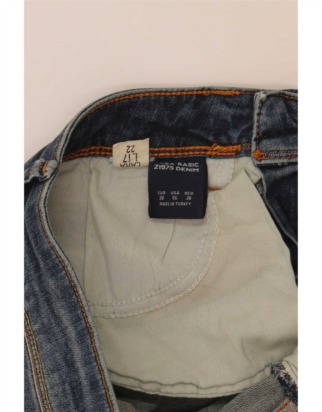 Zara Shorts jeans feminino desgastado UE 38 pequeno W28 azul
