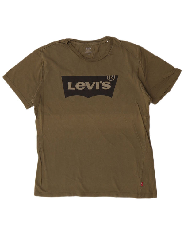 Camiseta gráfica masculina Levi's Top médio de algodão cáqui