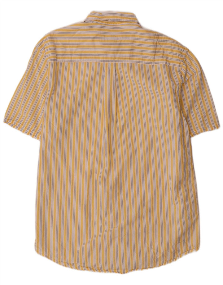 Camisa masculina de manga curta IZOD algodão listrado amarelo médio