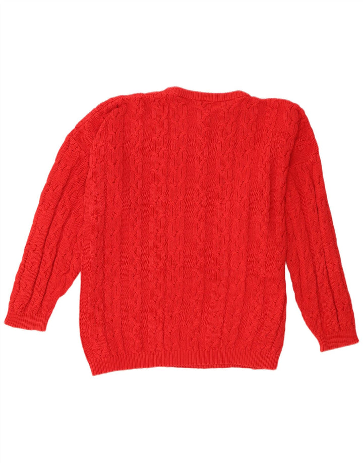 Suéter Lecomte feminino oversized com gola redonda Reino Unido 18 XL algodão vermelho