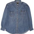 Camisa jeans masculina Wrangler XL azul algodão