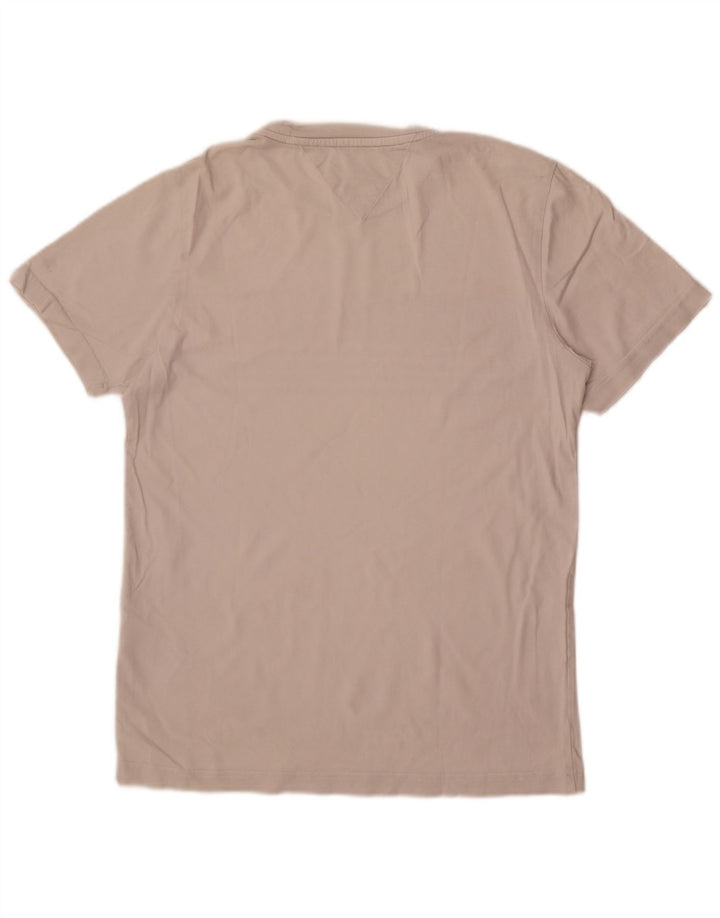 Tommy Hilfiger Camiseta masculina gráfica Top médio algodão branco