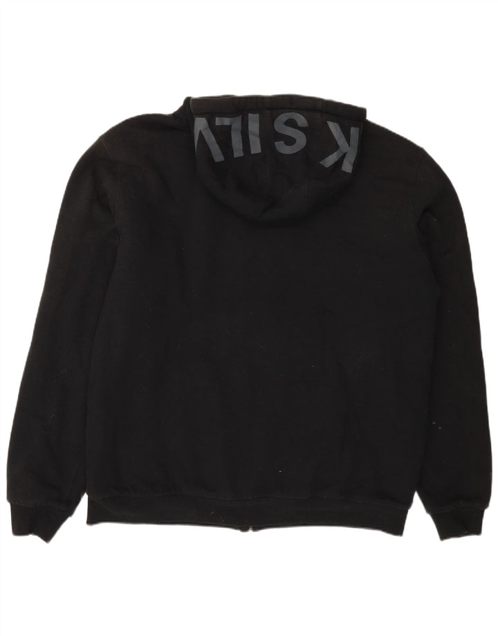 Suéter masculino com capuz e zíper gráfico QUIKSILVER XL algodão preto