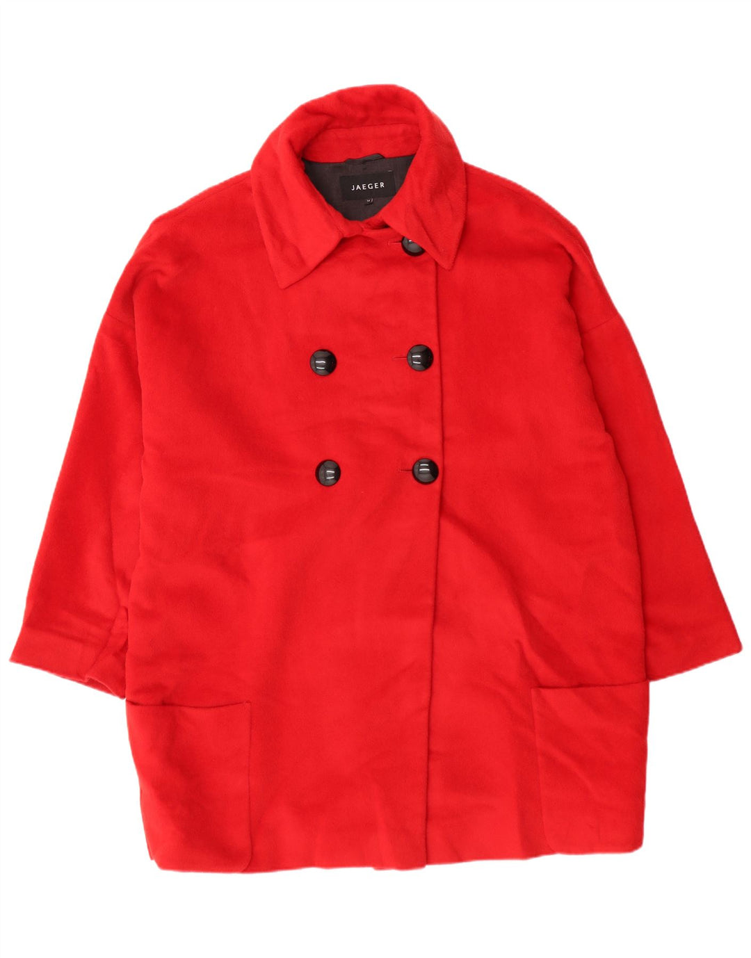 Jaeger Casaco feminino oversized com peito duplo Reino Unido 14 grande angorá vermelho