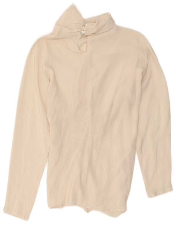 Blusa feminina Pancaldi & B UK 10 pequena seda branca