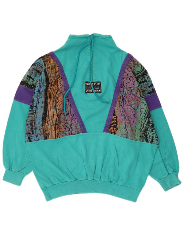 Moletom feminino vintage com padrão abstrato Jumper IT 42 Azul Médio