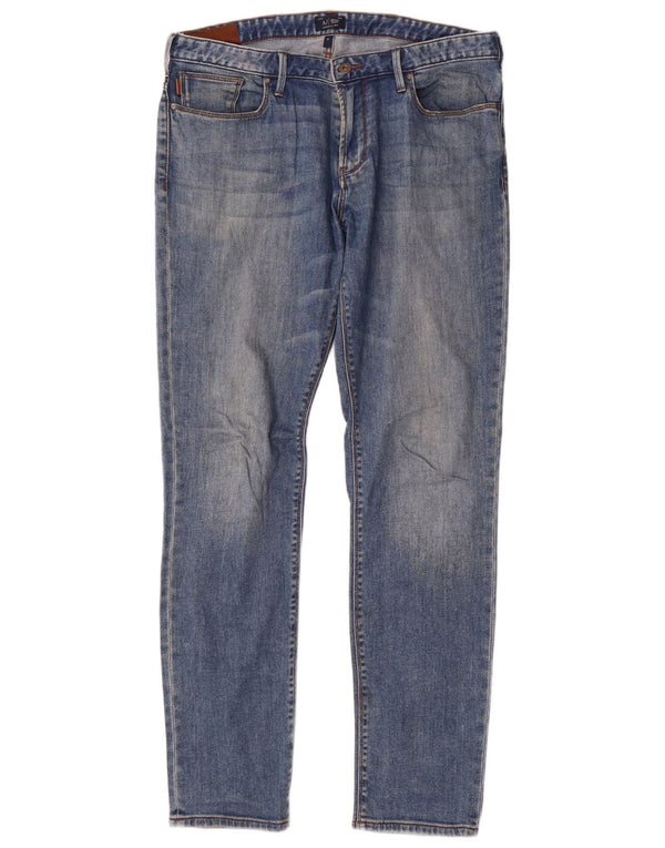 Armani Mens Slim Jeans W34 L34 Azul Algodão