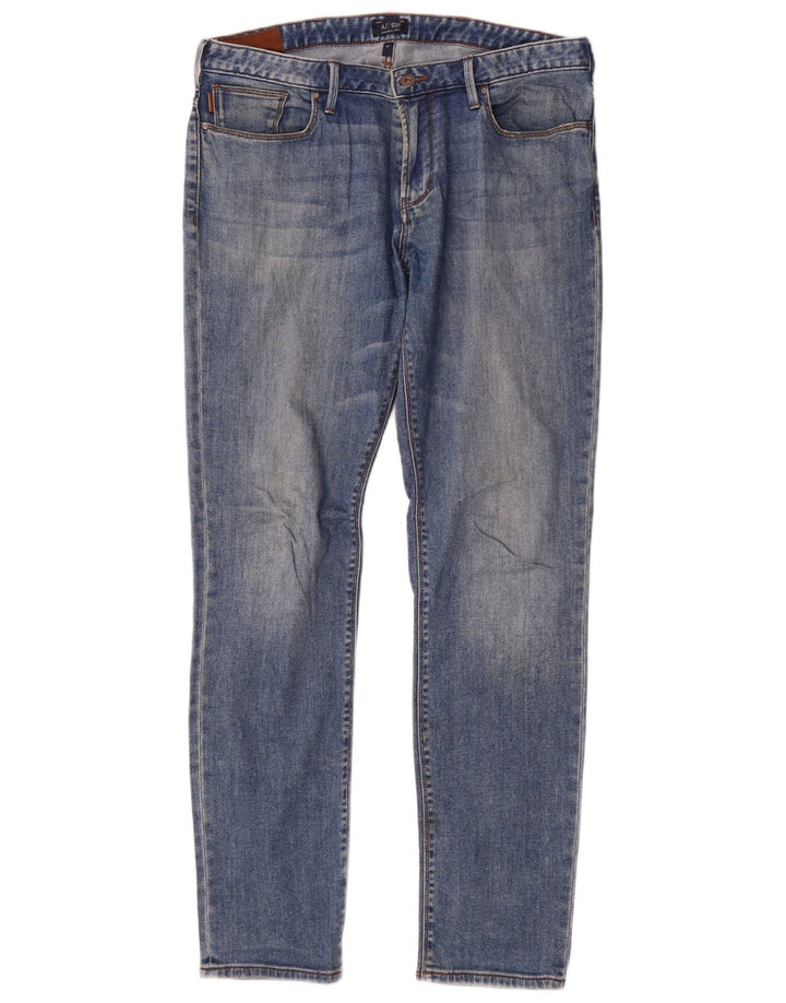 Armani Mens Slim Jeans W34 L34 Azul Algodão