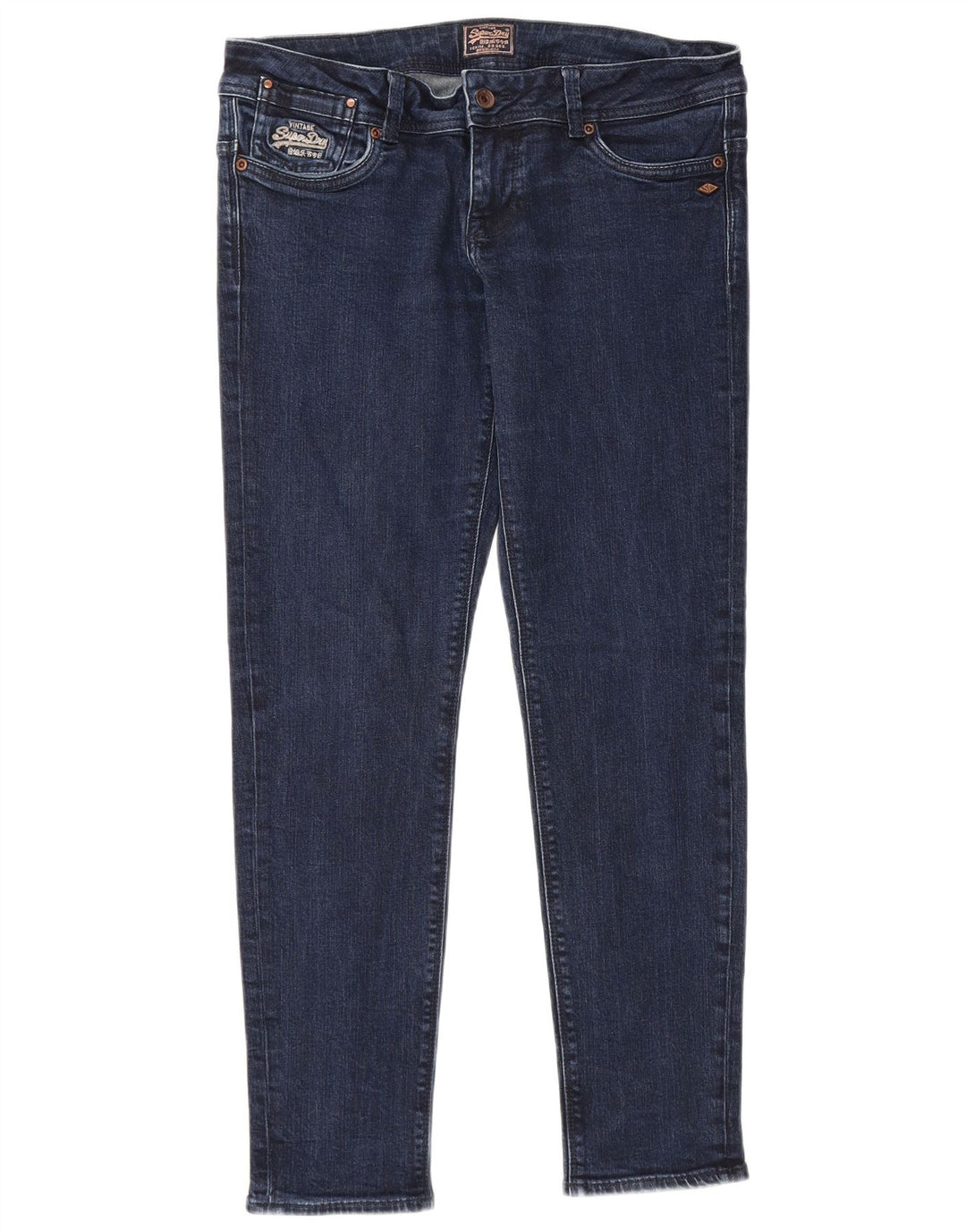 Jeans skinny feminino Superdry W32 L30 algodão azul marinho
