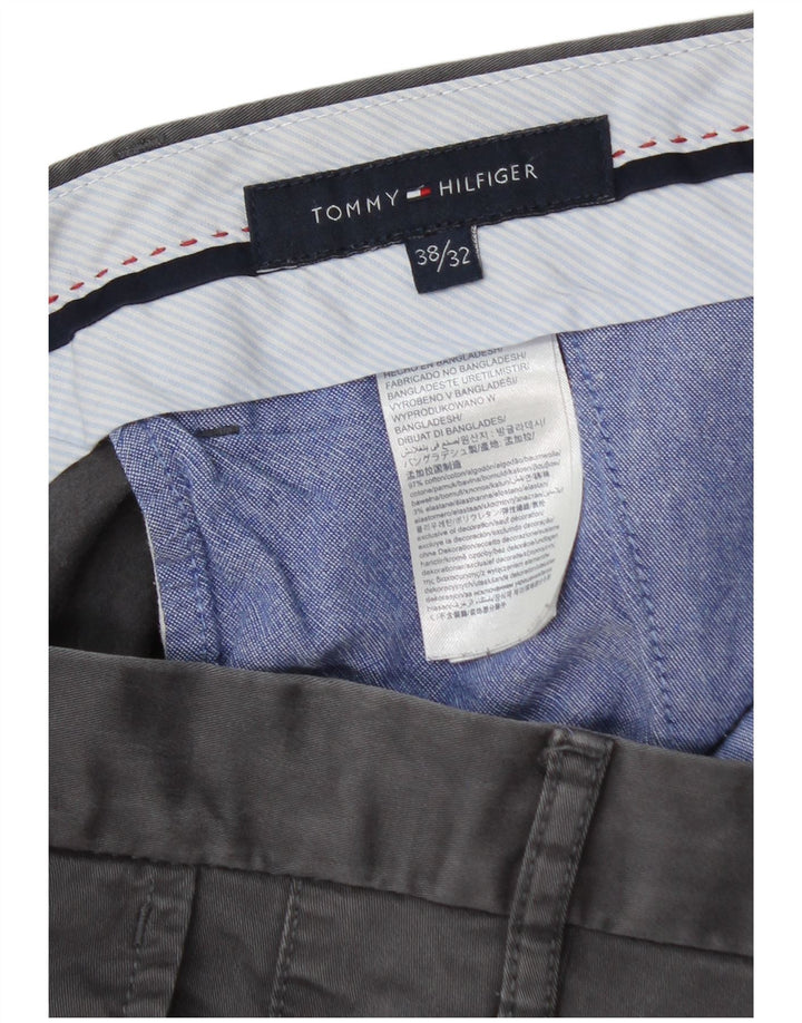 Tommy Hilfiger Mens Slim Chino Calças W38 L32 Algodão Cinza