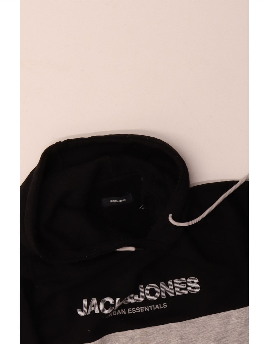 JACK & JONES moletom com capuz masculino gráfico pequeno preto colorido bloco de algodão