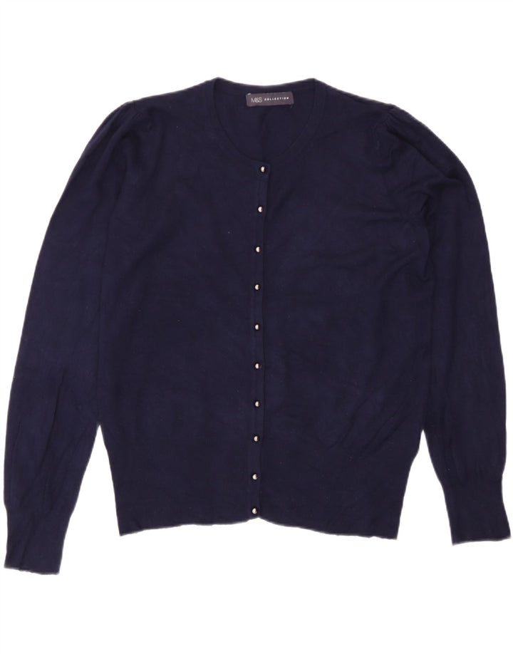 Suéter cardigã feminino Marks & Spencer UK 12 viscose azul marinho médio
