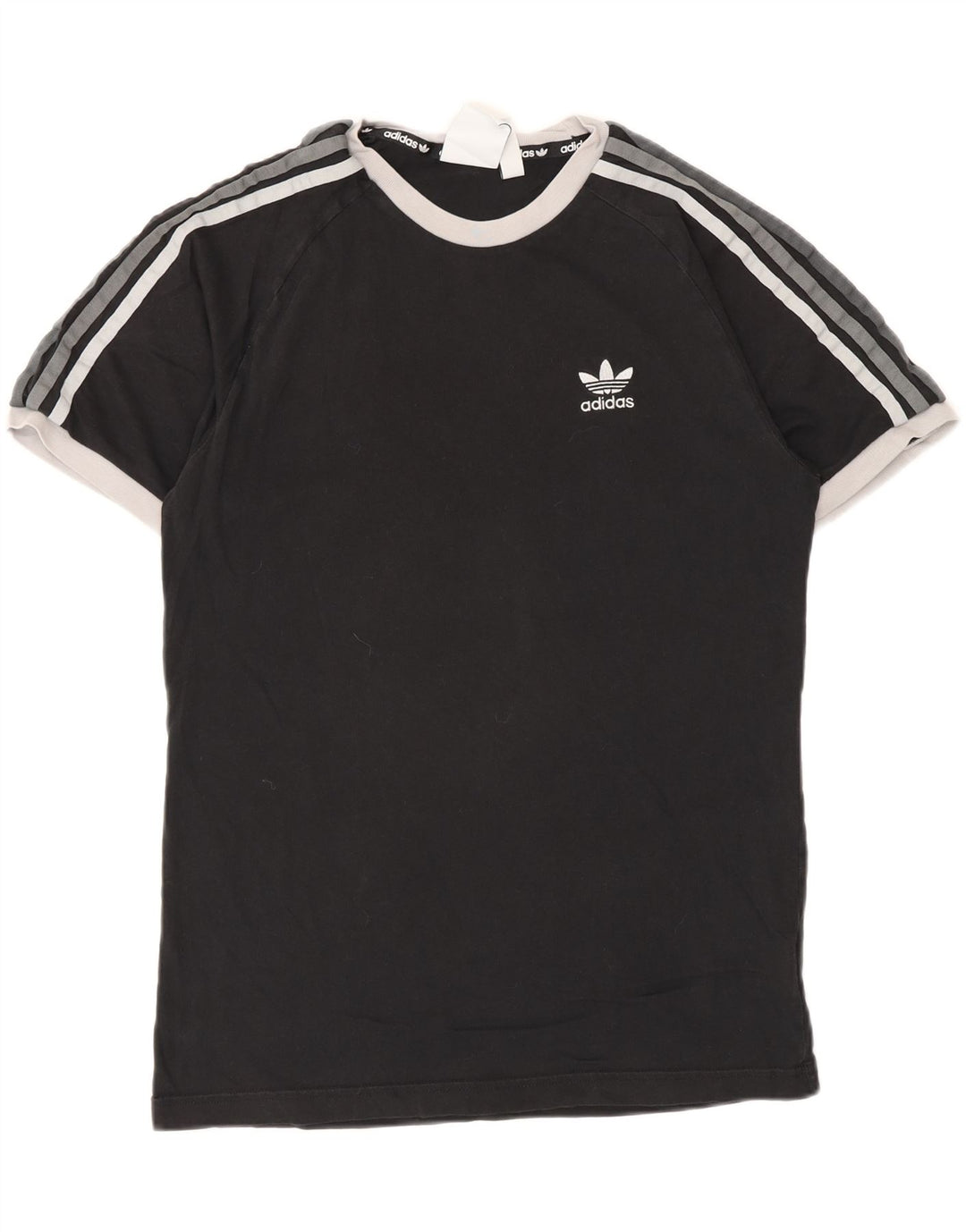 Adidas Mens Camiseta Top Pequeno Algodão Preto