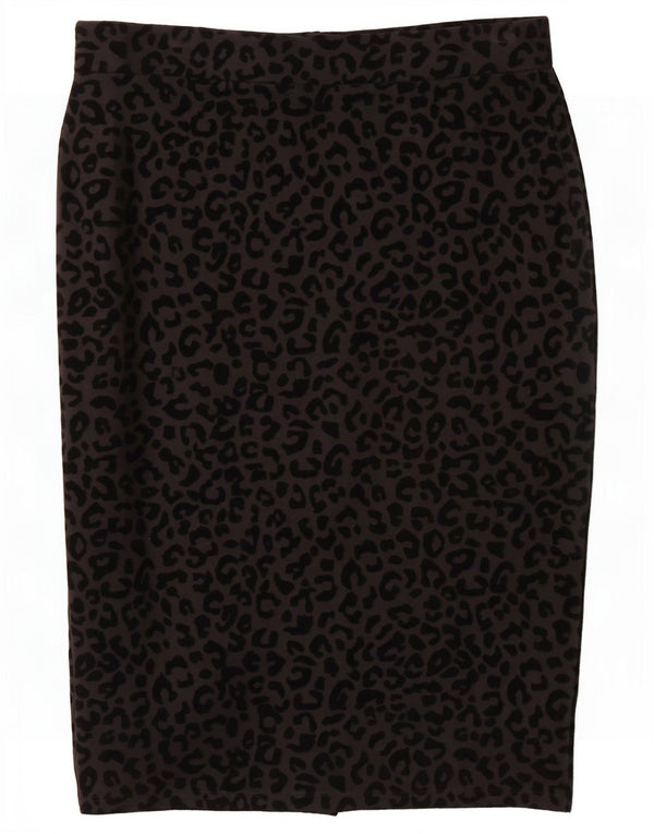 Saia lápis feminina Marks & Spencer UK 12 médio W30 preta com estampa animal
