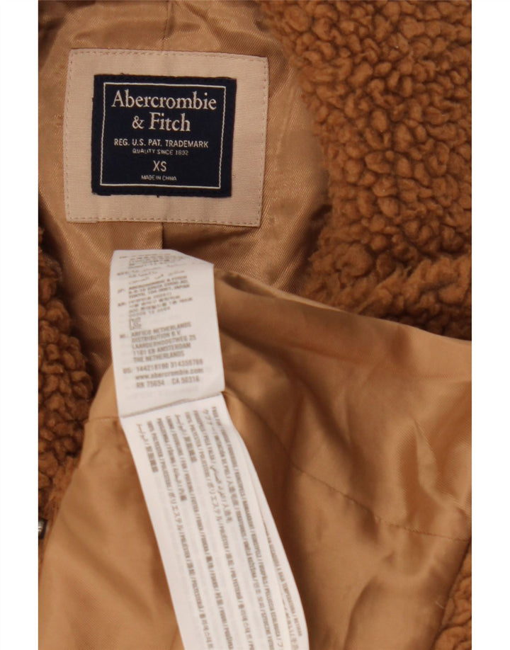 Sobretudo feminino Teddy Oversized Abercrombie & Fitch UK 6 XS poliéster marrom