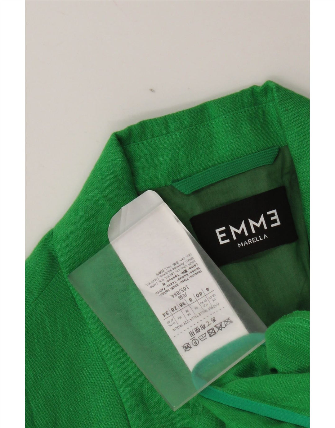 Jaqueta blazer feminina Marella EMME com 1 botão Reino Unido 8 linho verde pequeno