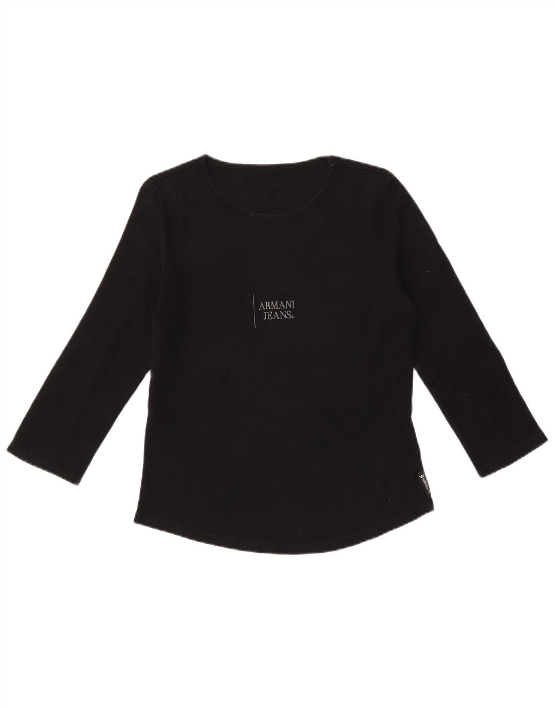 ARMANI JEANS Top gráfico feminino manga 3/4 Reino Unido 12 algodão preto médio