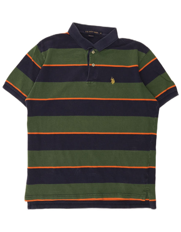 US Polo Assn. Camisa masculina XL algodão listrado verde