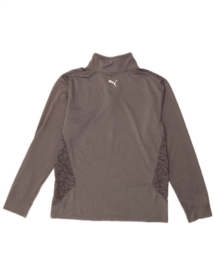 PUMA Meninos Zip Neck Pullover Treino Top 11-12 Anos Grande Cinza