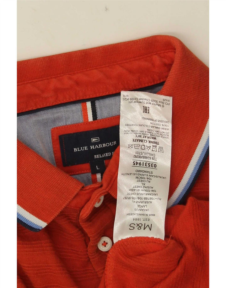 Camisa polo masculina Marks & Spencer Blue Harbor relaxada fit laranja grande