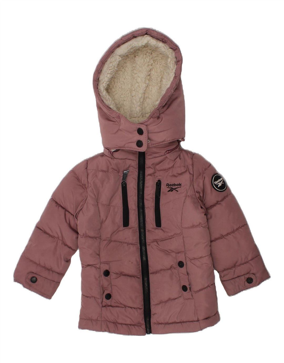 REEBOK Baby Girls Hooded Padded Jacket 18-24 Months Pink Polyester Vintage Reebok and Second-Hand Reebok from Messina Hembry 