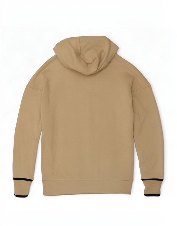 Adidas masculino zip moletom com capuz médio algodão bege