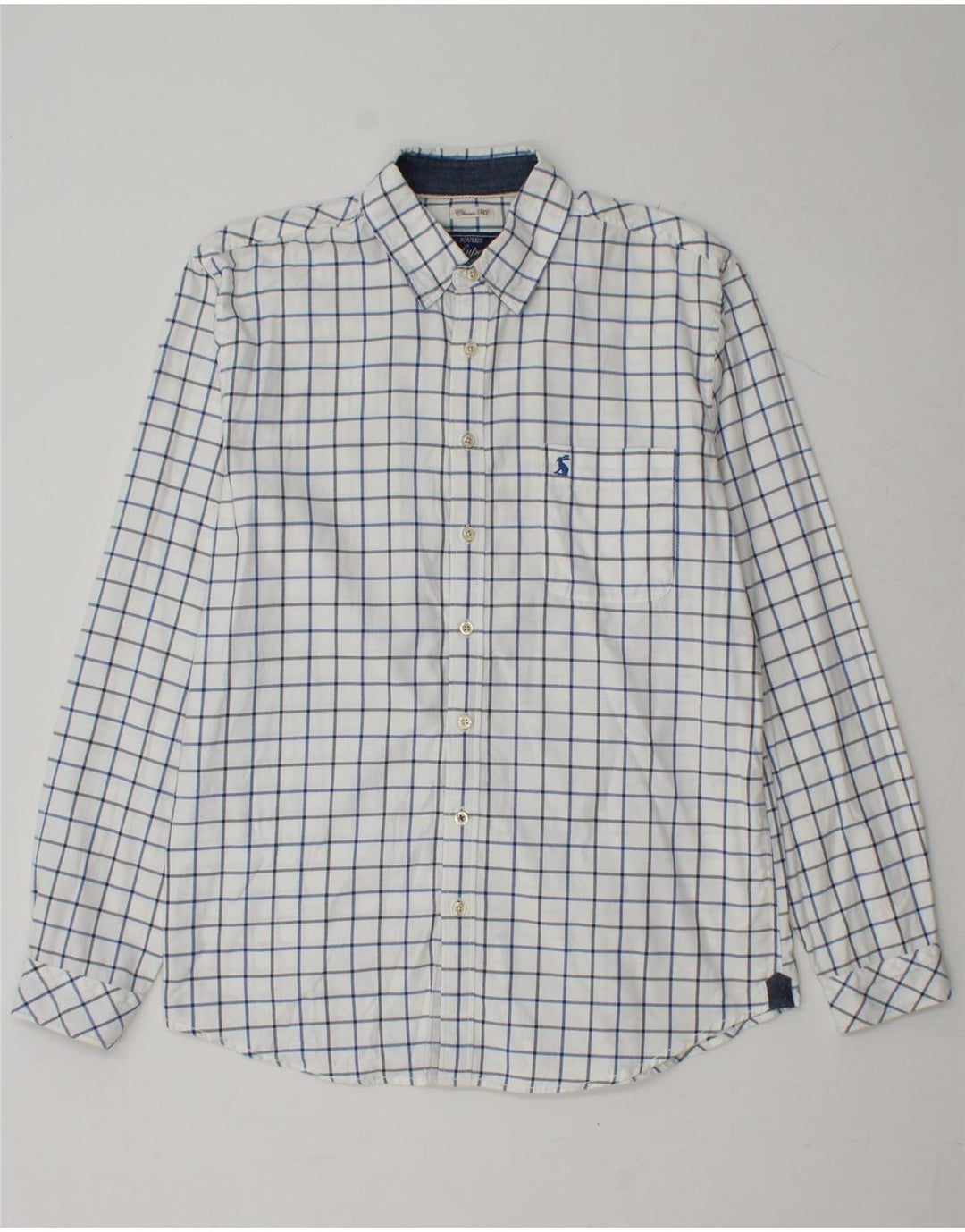 JOULES Camisa masculina clássica de ajuste médio branco xadrez algodão