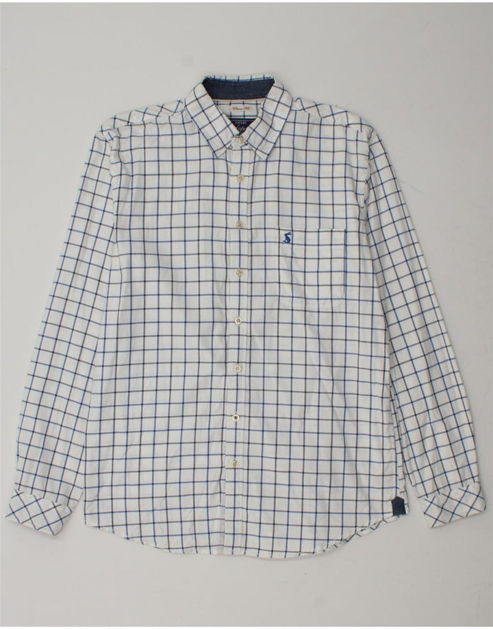 JOULES Camisa masculina clássica de ajuste médio branco xadrez algodão