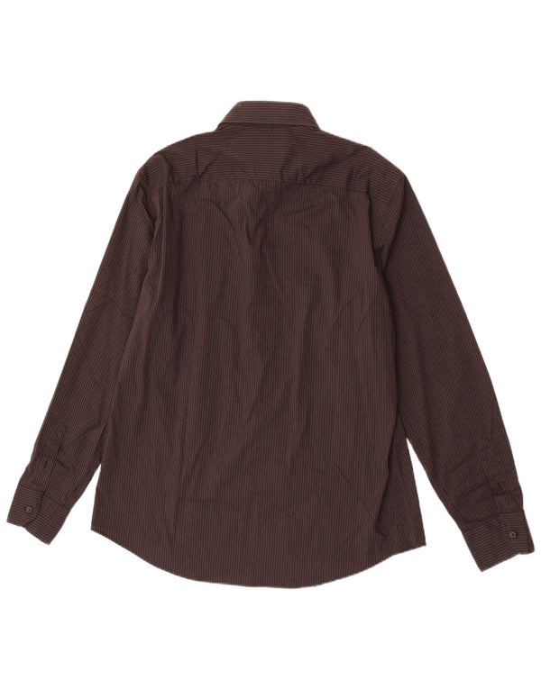 Camisa masculina Harmont & Blaine de ajuste estreito 2XL algodão listrado marrom